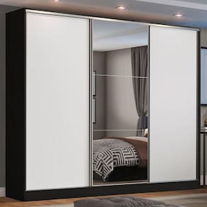 Guarda Roupa Madesa Zurique 3 Portas Correr com Espelho PeB