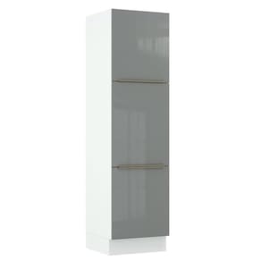 Paneleiro Madesa Lux 60cm 3 Portas Branco Cinza