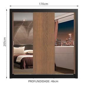 Guarda-roupa Casal Lyon Plus 3 Portas Correr Espelhos