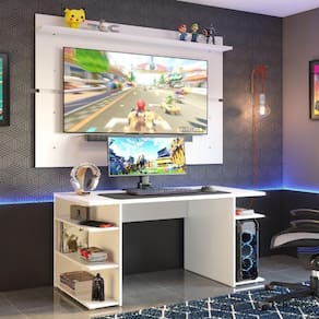 Mesa Para Gamer e Painel - Branco