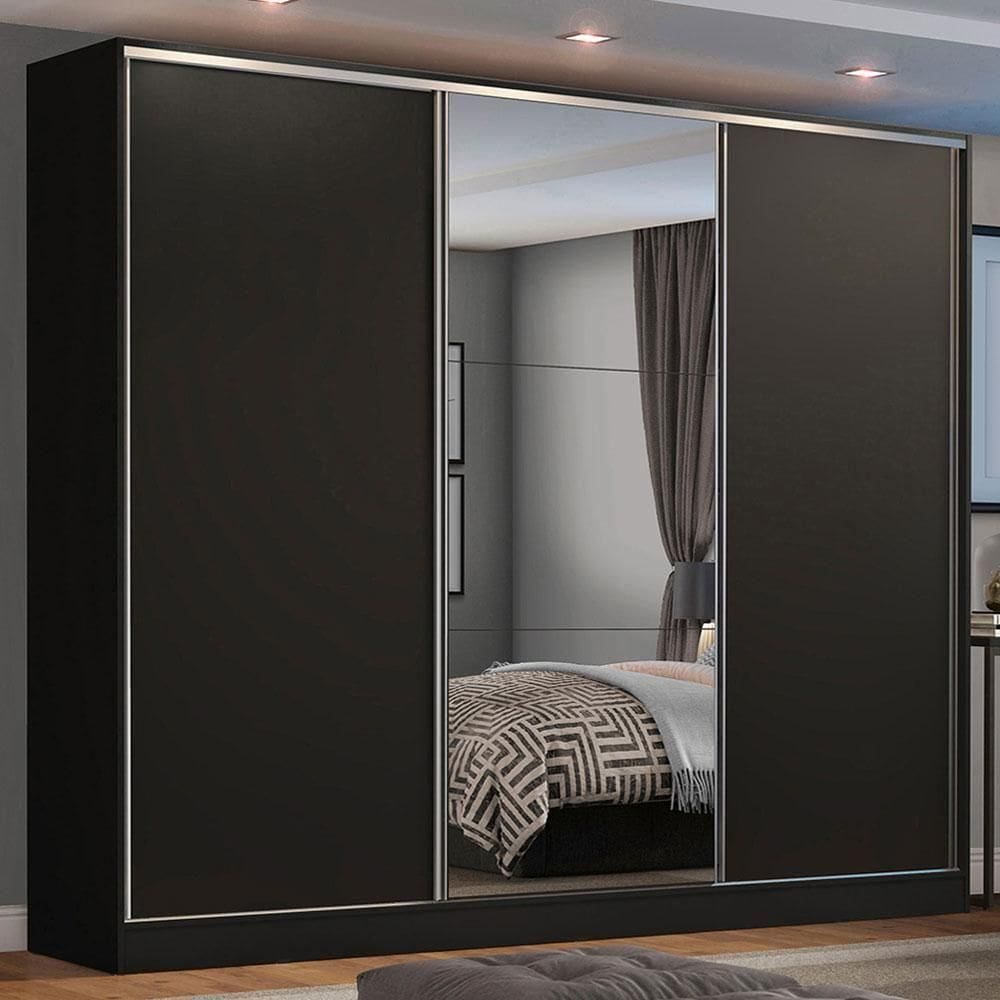 Guarda Roupa Casal Madesa Zurique 3 Portas Correr c/ Espelho
