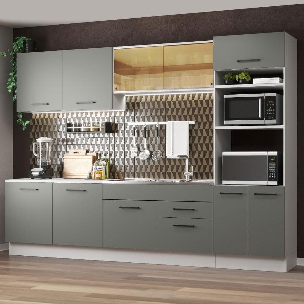 Cozinha Completa Agata Branco/Cinza Madesa