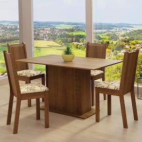 Conjunto Jantar Madesa Luana Mesa Madeira 4 Cadeiras Lírio