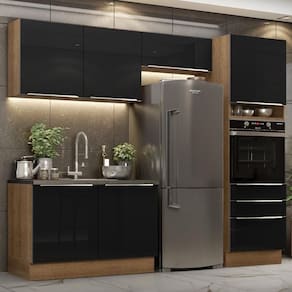 Cozinha Completa Madesa Lux Armário E Balcão Rustic/preto