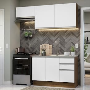 Armário De Cozinha 180Cm Glamy 09 Rustic/Branco