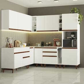 Cozinha Completa Canto Madesa Reims Armário e Balcão Branco
