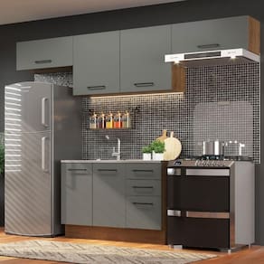 Cozinha Compacta com Armário e Balcão Rustic/cinza Madesa
