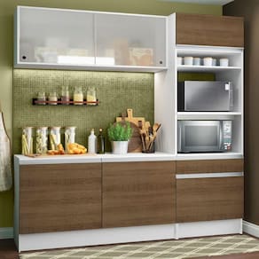 Cozinha Compacta Topazio Pop com Armário Branco Rustic