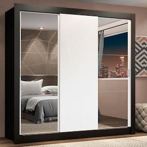 Guarda-roupa Casal Lyon Plus 3 Portas Correr Espelhos