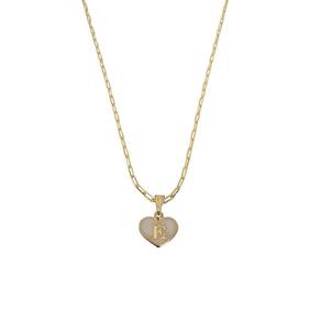 Colar Cartier 45Cm Coração Branco Letra E Banhado Ouro 18K