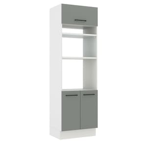 Torre Quente Madesa Agata 70 cm 3 Portas Branco e Cinza