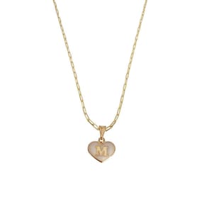 Colar Cartier 60Cm Coração Branco Letra M Banhado Ouro 18K