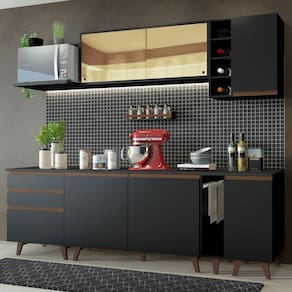 Cozinha Completa Madesa Reims com Armário e Balcão - Preto