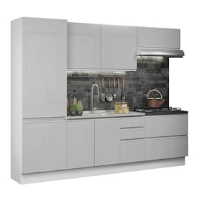 Cozinha Completa Mdf Madesa Acordes Frentes Branco Brilho