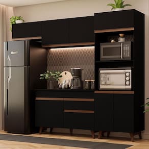 Cozinha Completa Madesa Reims 2 C/Armário E Balcão - Preto