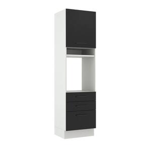 Torre Quente Madesa Agata 60cm 1 Porta 3 Gaveta Branco Preto