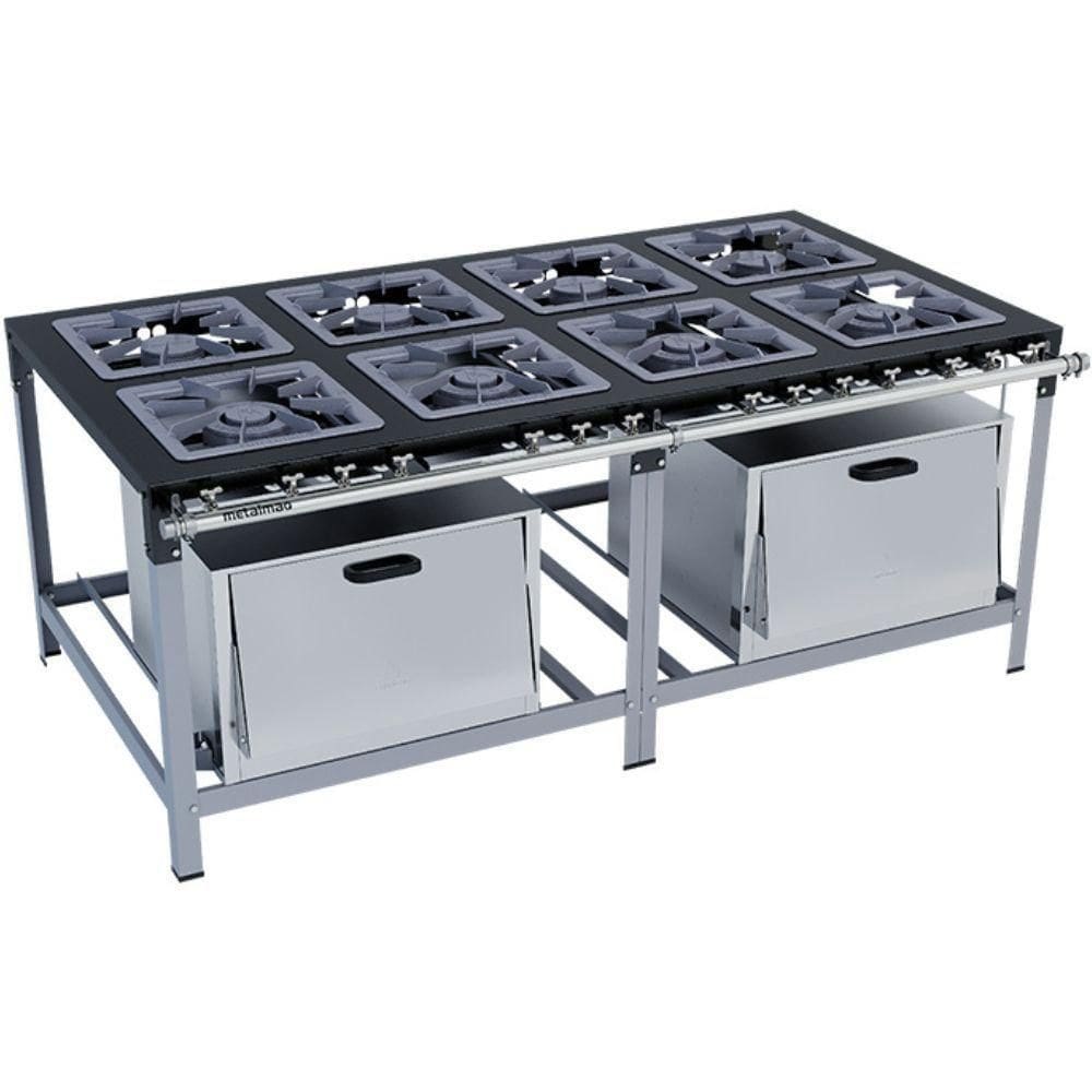 Fogão Industrial Stori Premium 8 Bocas 40x40 Com 2 Fornos M20 Metalmaq Fogão Baixa Pressão Pintado