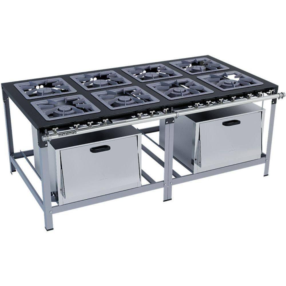Fogão 8 Bocas Metalmaq Stori Premium Baixa Pressão C/ 2 Fornos Inox - M20