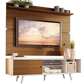 Rack Dubai e Painel até 65" com Pés Branco/rustic Madesa