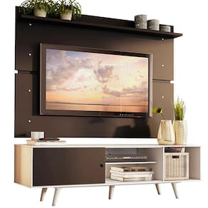 Rack Dubai e Painel até 65" com Pés Branco/preto Madesa