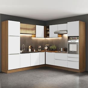 Cozinha Com Armário E Balcão Rustic/Branco Veludo