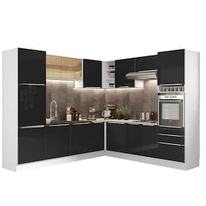 Cozinha Completa Lux com Armário e Balcão Branco Preto