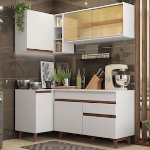 Cozinha Completa de Canto Reims Branco Madesa