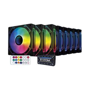 Kit 8 Fans Hayom RGB 120mm C/Controladora Preto - FC1308