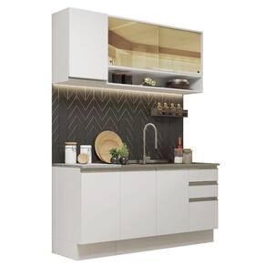 Cozinha Completa Glamy Com Armário E Balcão sem Tampo E Pia