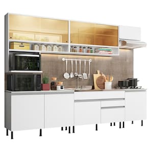 Cozinha Completa Verona Armário e Balcão Branco Madesa