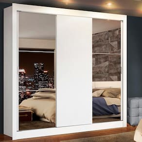 Guarda-roupa Casal Lyon Branco 3 Portas de Correr Madesa
