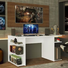 Mesa Para Gamer e Painel Para Até 50 - Branco