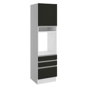 Torre Quente Madesa Glamy 1 Porta 3 Gavetas Branco Preto