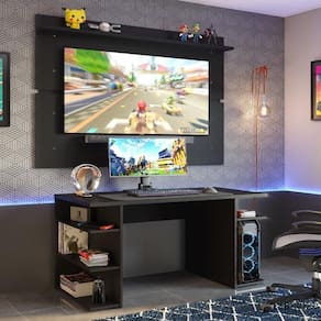 Mesa Gamer Madesa e Painel para até 65 Polegadas Preto