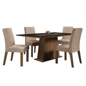 Mesa Tampo De Madeira Com 4 Cadeiras Rustic/preto/imperial