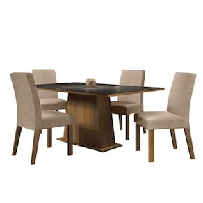 Mesa Tampo De Vidro e4 Cadeiras Rustic/Preto/Imperial