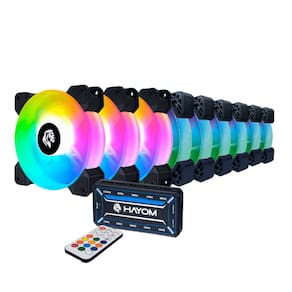 Kit 9 Fans Hayom Led RGB 120mm C/ Controladora - FC1306