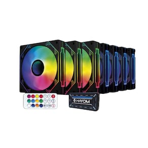 Kit 7 Fans Hayom RGB 120mm C/Controladora Preto - FC1308