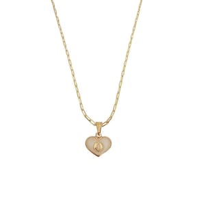 Colar Cartier 45Cm Coração Branco Letra O Banhado Ouro 18K