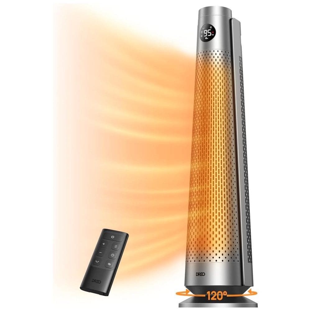 Aquecedor Elétrico Dreo Space Heater Indoor de 76 cm, Oscilação de 120°, Termostato Ajustável, 5 Níveis de Calor, 3 Níveis de Ventilação, 8