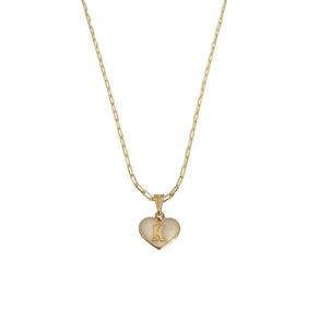 Colar Cartier 60Cm Coração Branco Letra K Banhado Ouro 18K