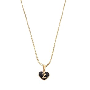 Colar Cartier 60Cm Coração Negro Letra Z Banhado Ouro 18K