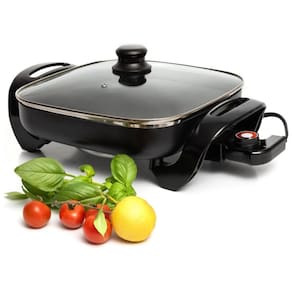 Frigideira Elétrica Quadrada Antiaderente Moss Stone 30,5 cm com Tampa, Controle de Temperatura, Ideal para Refeições Práticas e Saborosas