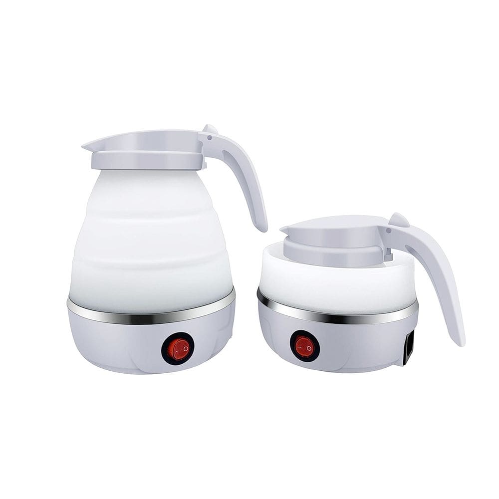 Chaleira Eletrica Dobravel Jarra Bule Silicone 600W 220v 600ml Portatil Branco