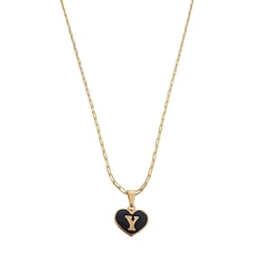 Colar Cartier 50Cm Coração Negro Letra Y Banhado Ouro 18K