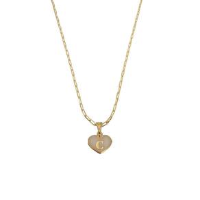 Colar Cartier 45Cm Coração Branco Letra C Banhado Ouro 18K