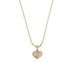 Colar Cartier 60Cm Coração Branco Letra P Banhado Ouro 18K