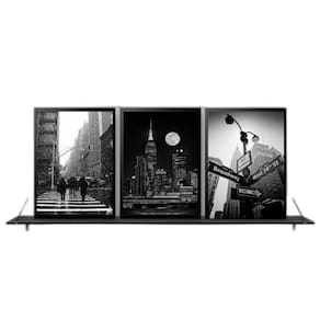 Kit 3 Quadros Fotografias New York 45X34 C/Vidro - Preta