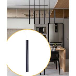 Pendente Tubo 30cm cilíndrico preto cobre bancada quarto