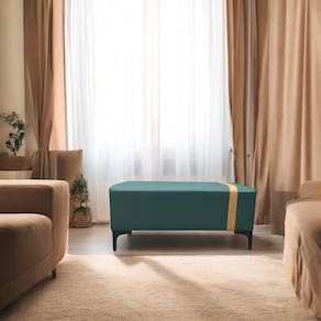 Puff Decorativo Vegas Courino Verde/Caramelo Bela Manu Decor